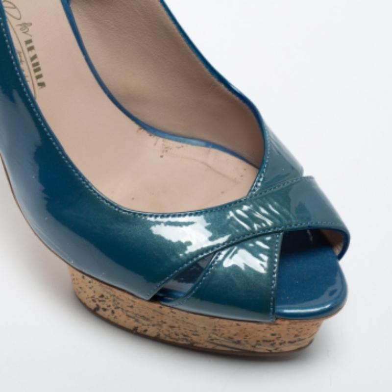 De las mujeres Le Silla Sandalias de piel charol azul tamaño 41 en venta