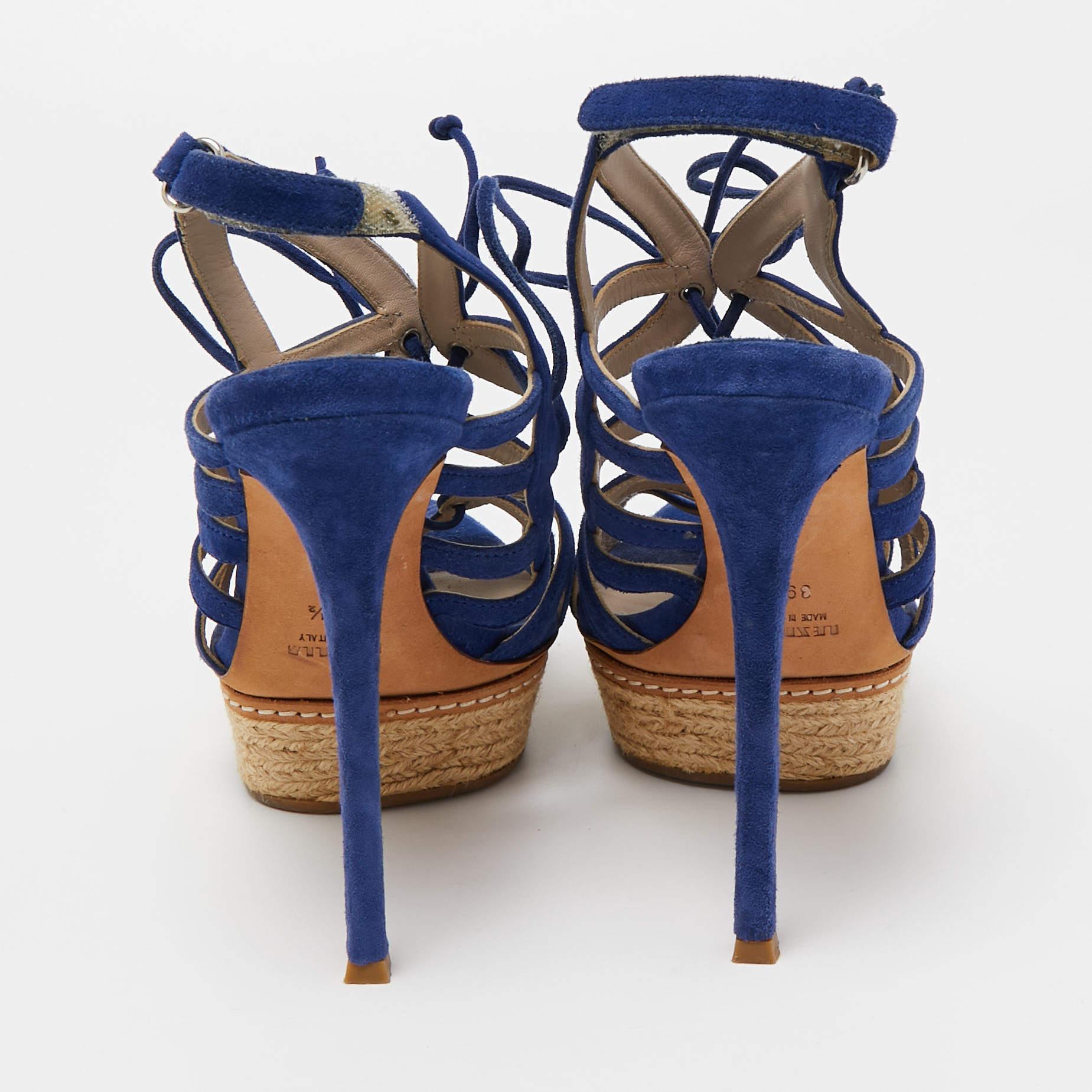 Donna Le Silla Sandali con plateau in pelle scamosciata blu misura 39,5 in vendita