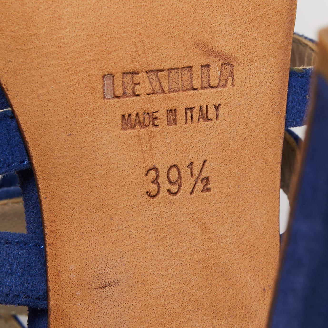 Le Silla Sandali con plateau in pelle scamosciata blu misura 39,5 in vendita 3