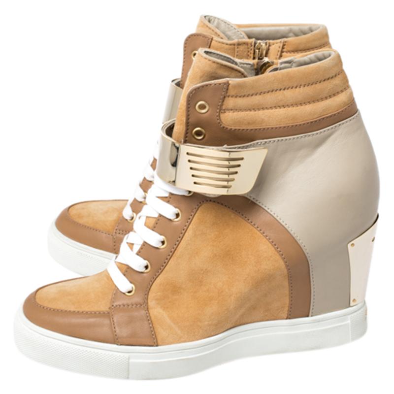 wedge trainers brown
