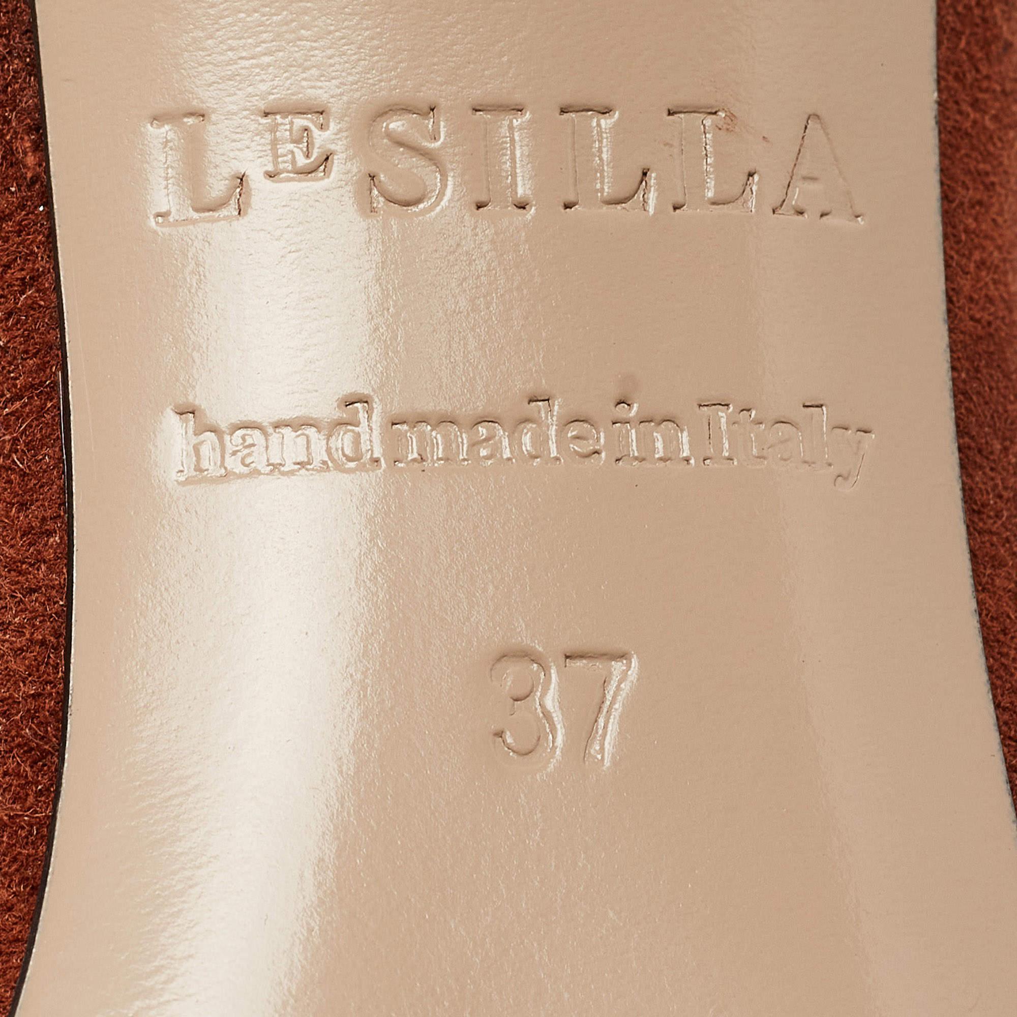Le Silla Brown Leather and Suede Ankle Length Boots Size 37 For Sale 4