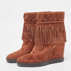 Le Silla Brown Suede Fringe Ankle Boots Size 37.5