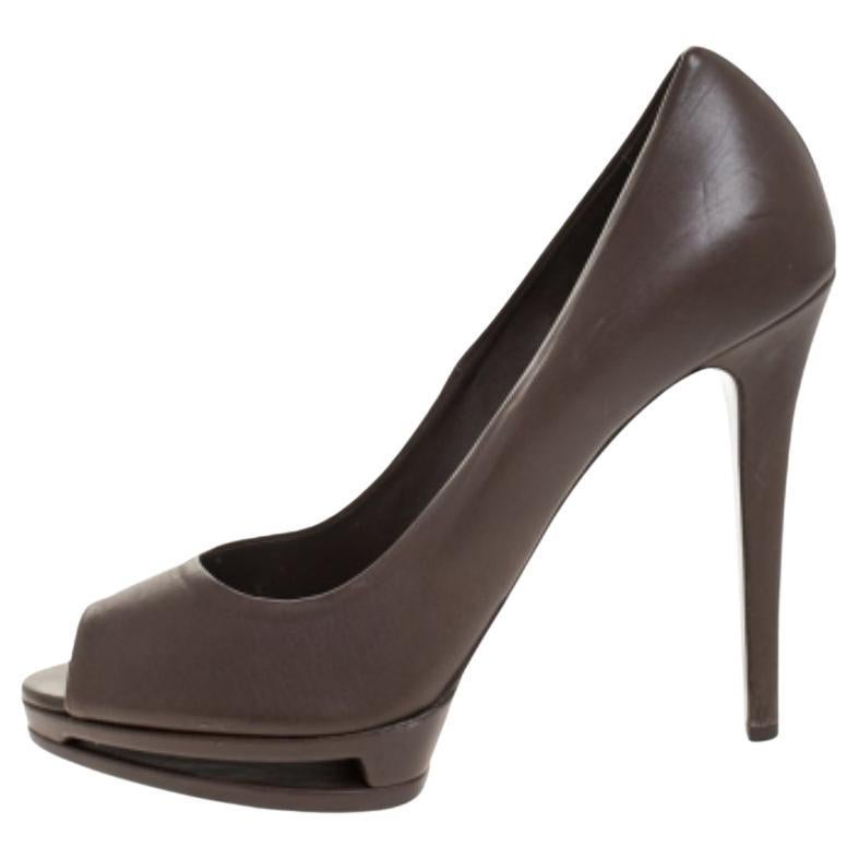 Le Silla, in pelle marrone scuro, con plateau Peep Toe, taglia 38 in vendita