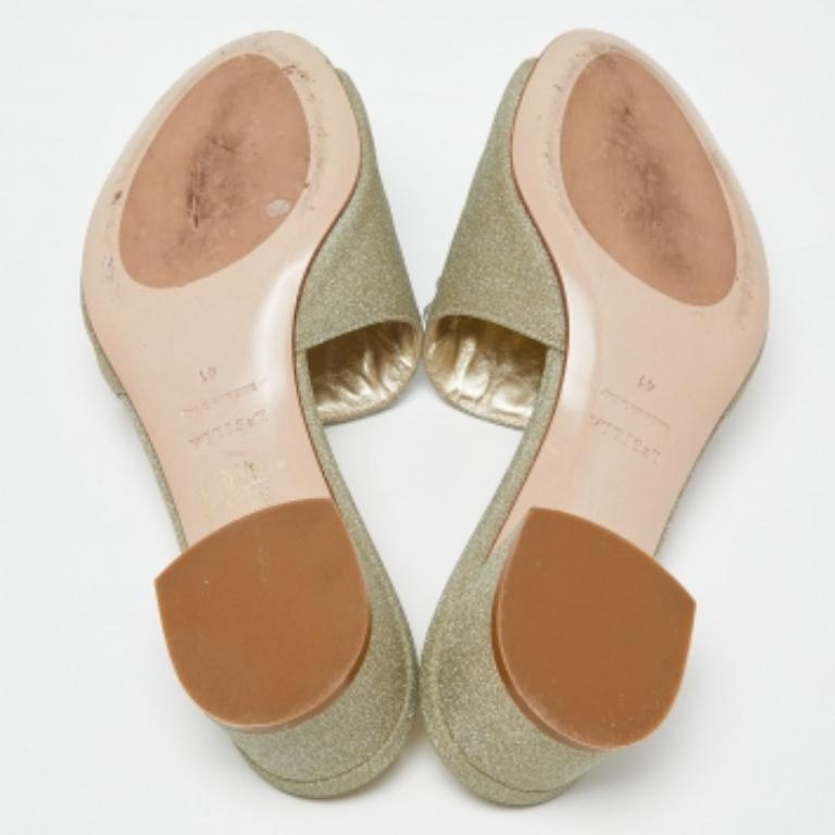 Le Silla Glitter Canvas Crystal Embellished Block Heel Slide Sandals Size 41 en vente 2