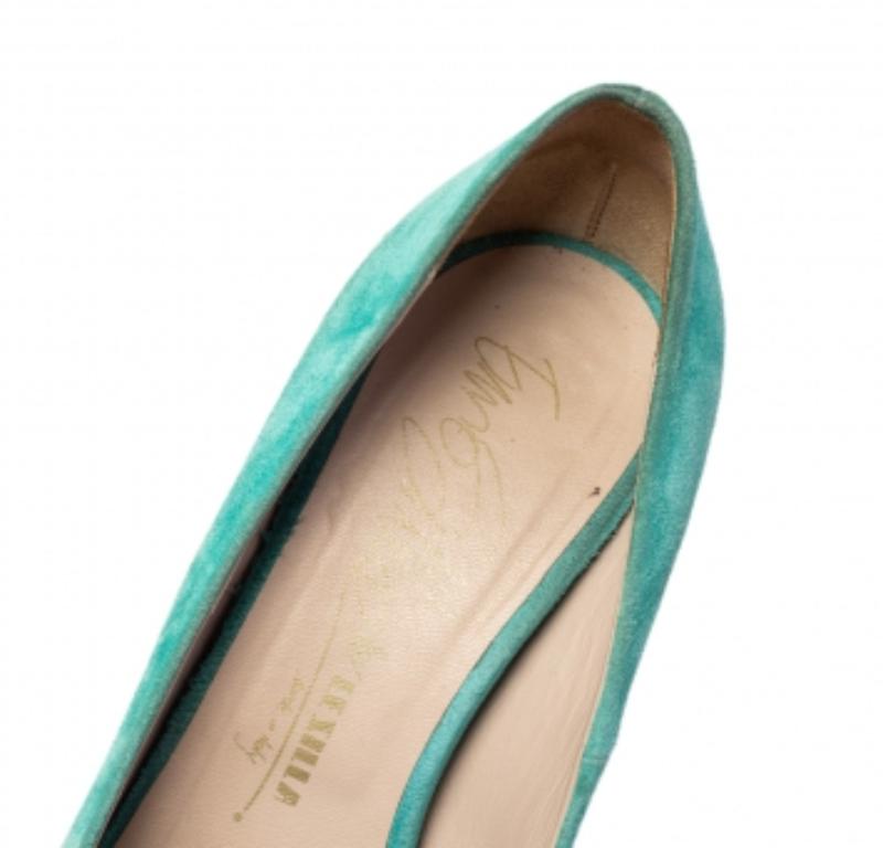 Le Silla Green Suede Peep Toe Platform Pumps Size 40 1