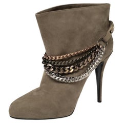 Le Silla Grey Nubuck Leather Ankle Boots Size 40