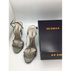 Le Silla Limited Edition Leather Heels Sandals in Silver