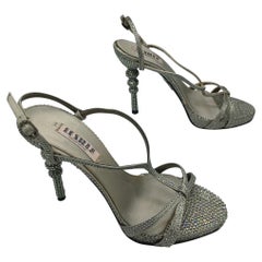 Le Silla Limited Edition Leather Heels Sandals in Silver