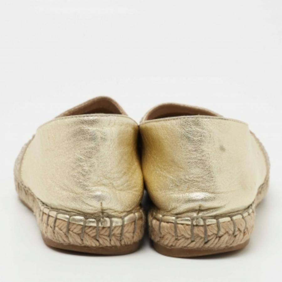 Le Silla Espadrilles flache Espadrilles aus goldenem Leder mit Kristallverzierungen, Metallic, Größe 36 Damen im Angebot