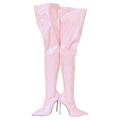 LE SILLA Pink Patent Leather EVA THIGH HIGH Boots Stiletto Heel 120mm Sz 39