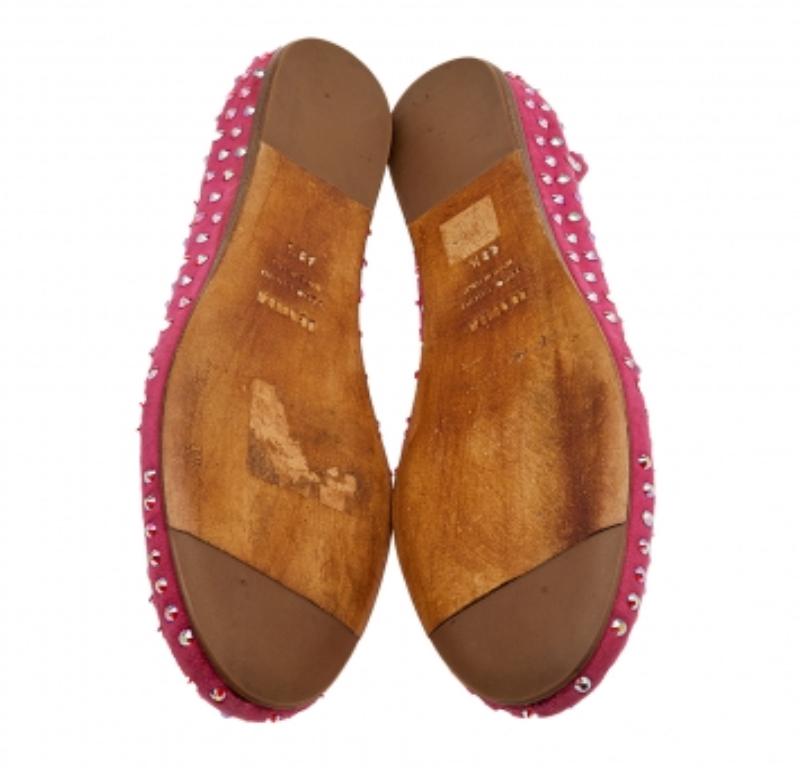 Le Silla Ballerines en daim rose ornées de cristaux, taille 39,5 en vente 2