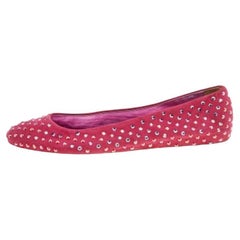 Le Silla Ballerines en daim rose ornées de cristaux, taille 39,5