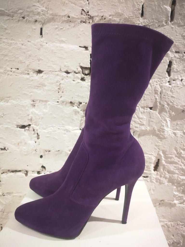 Le Silla Purple Suede Boots at 1stDibs | le silla boots, purple suede ...