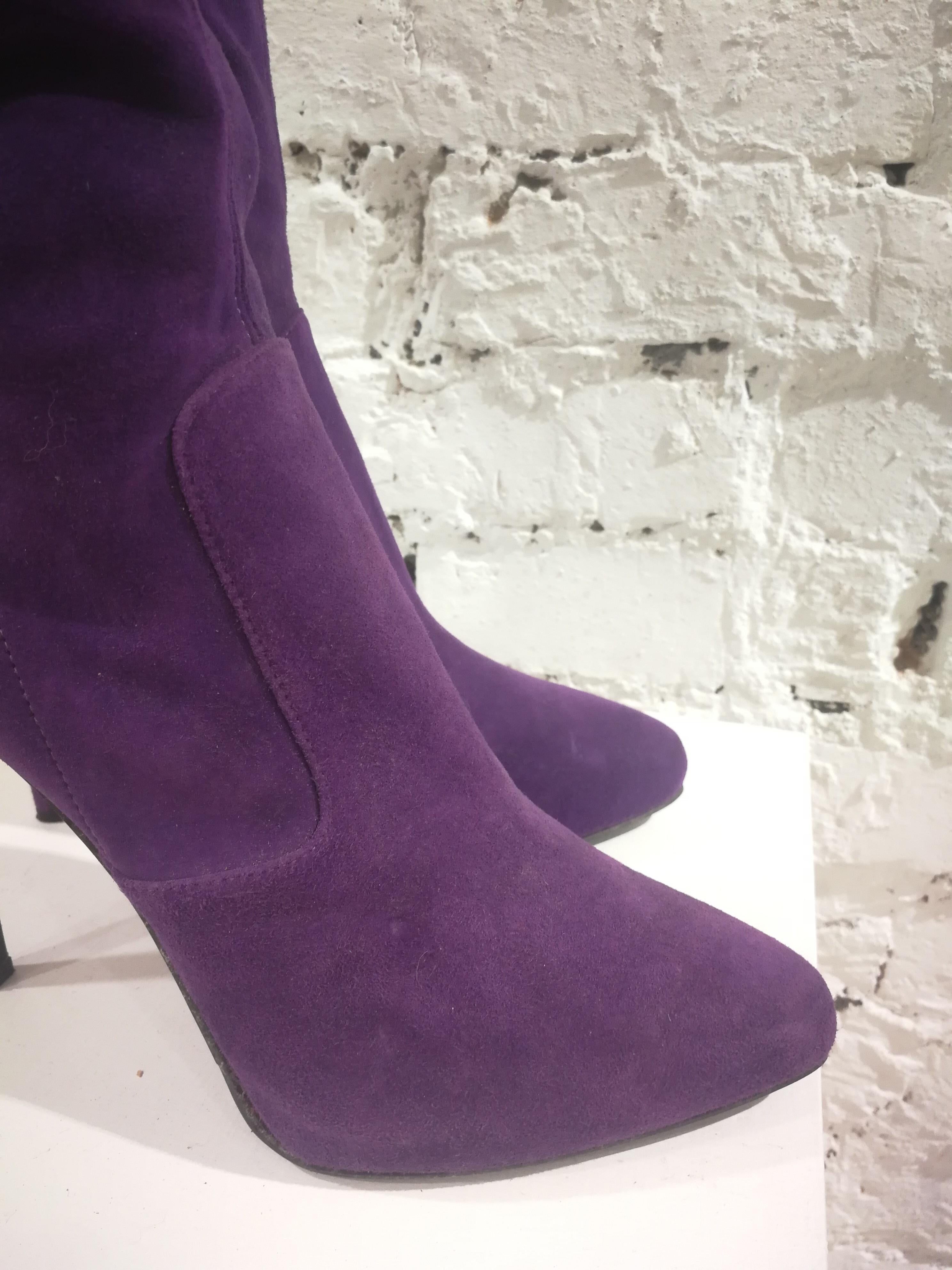 Black Le Silla Purple Suede Boots