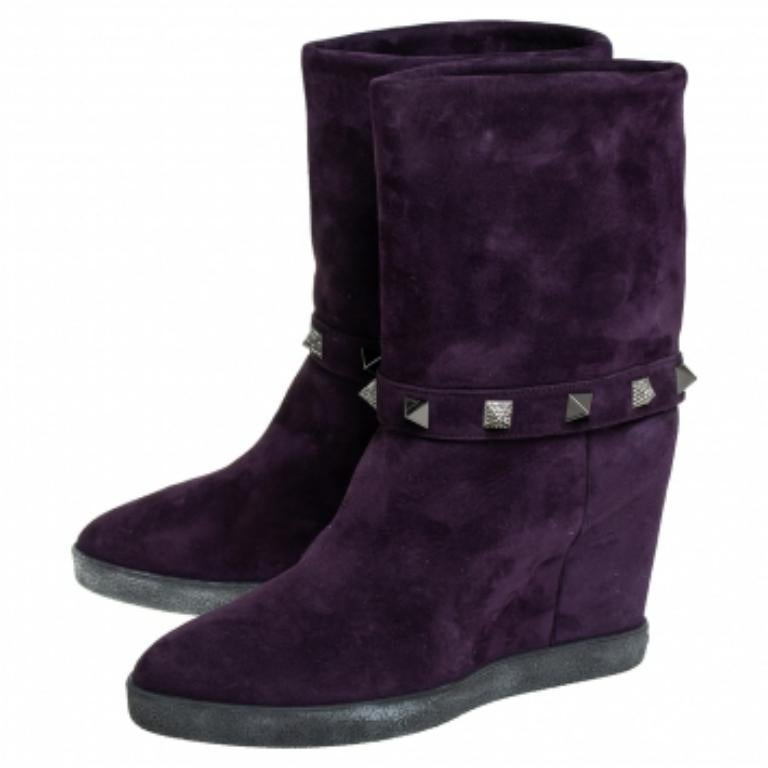  Le Silla - Bottes mid-calf embellies en daim violet, taille 40 Pour femmes 