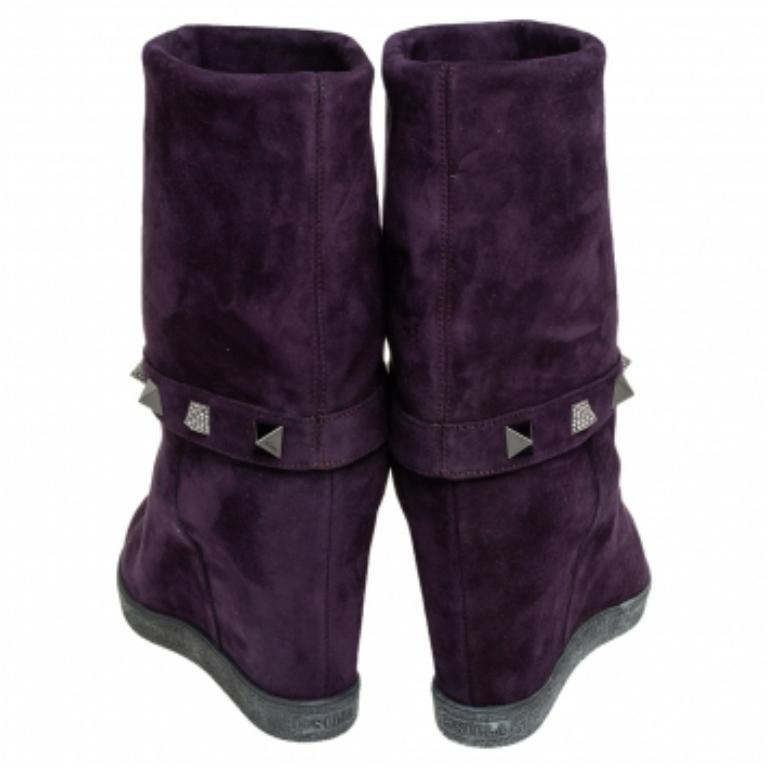 Le Silla - Bottes mid-calf embellies en daim violet, taille 40 3