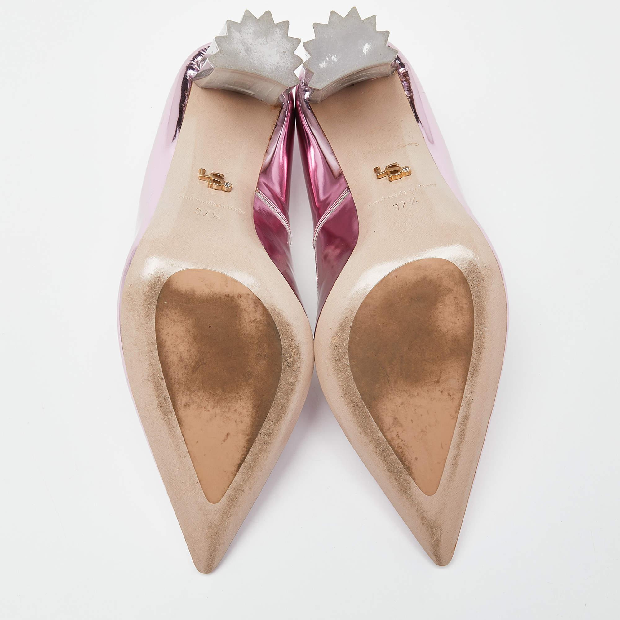 Le Silla Rose Pink Mirror Leather Fergie Iris Pumps Taglia 37.5 in vendita 1