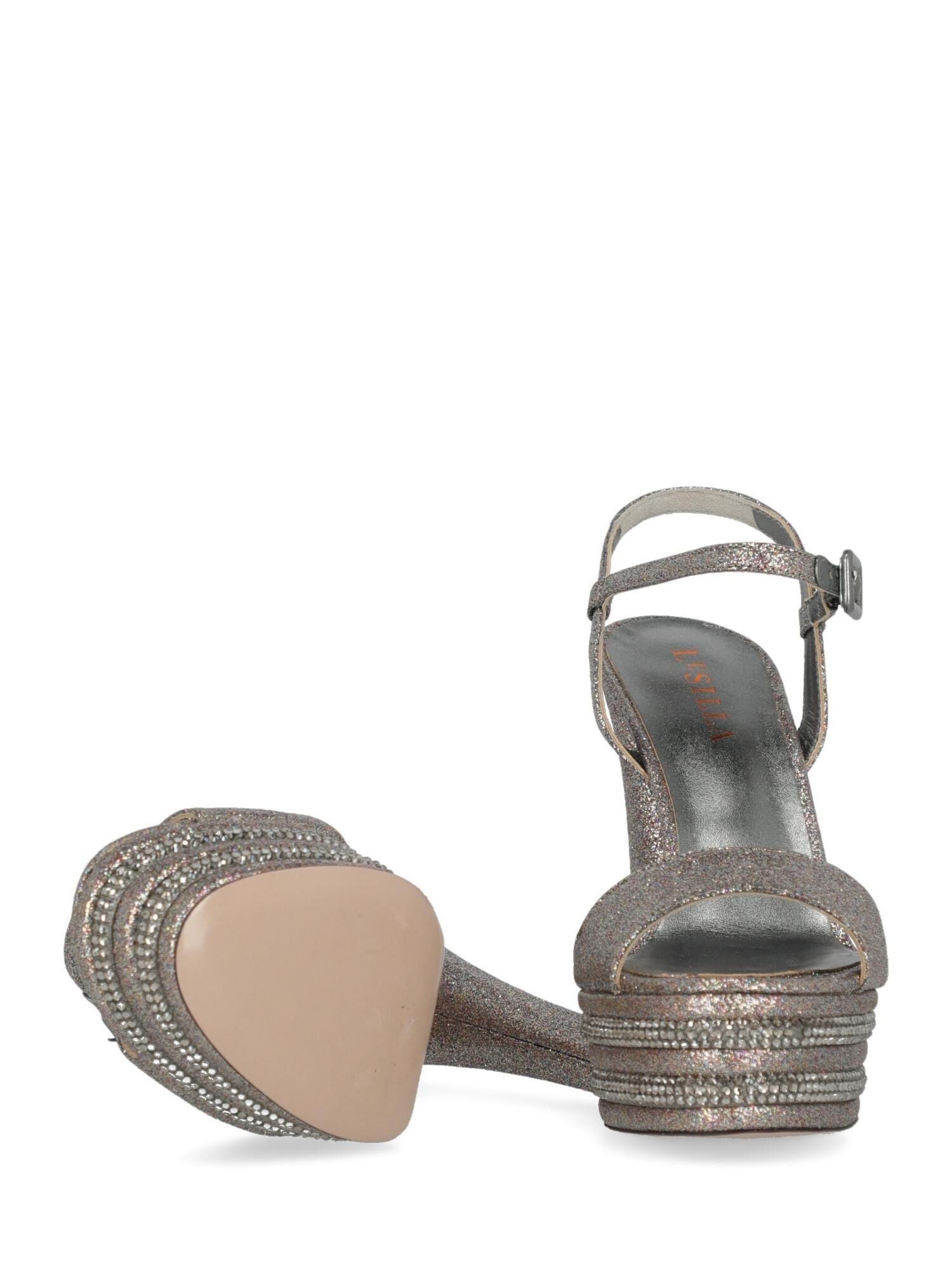 Gray Le Silla Woman Sandals Multicolor Synthetic Fibers IT 38 For Sale