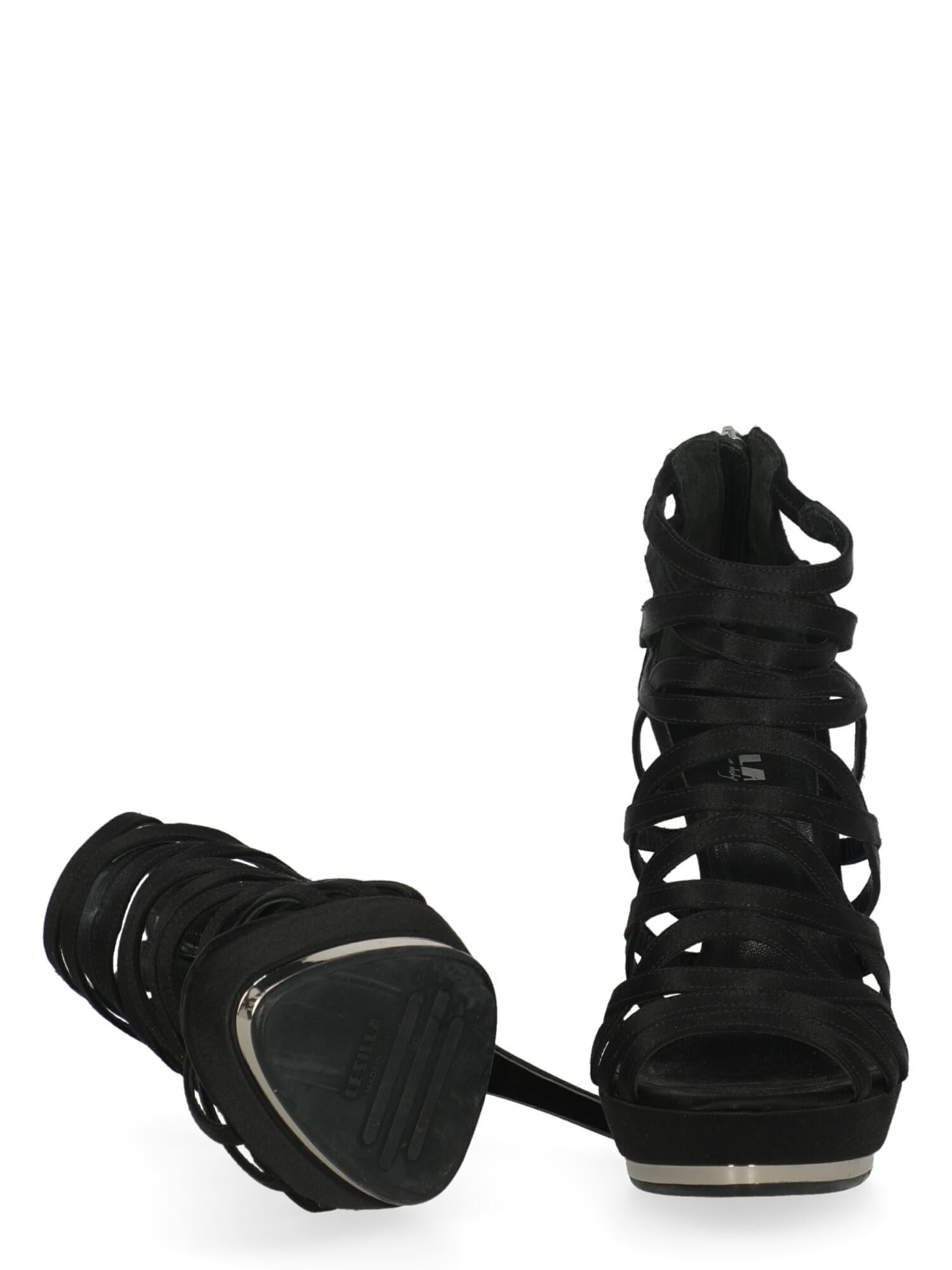 Le Silla Women  Sandals Black Fabric IT 37 For Sale 1