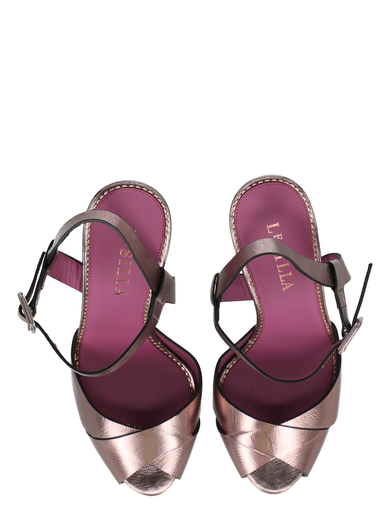 Le Silla Women  Sandals Purple Leather IT 37.5 For Sale 1