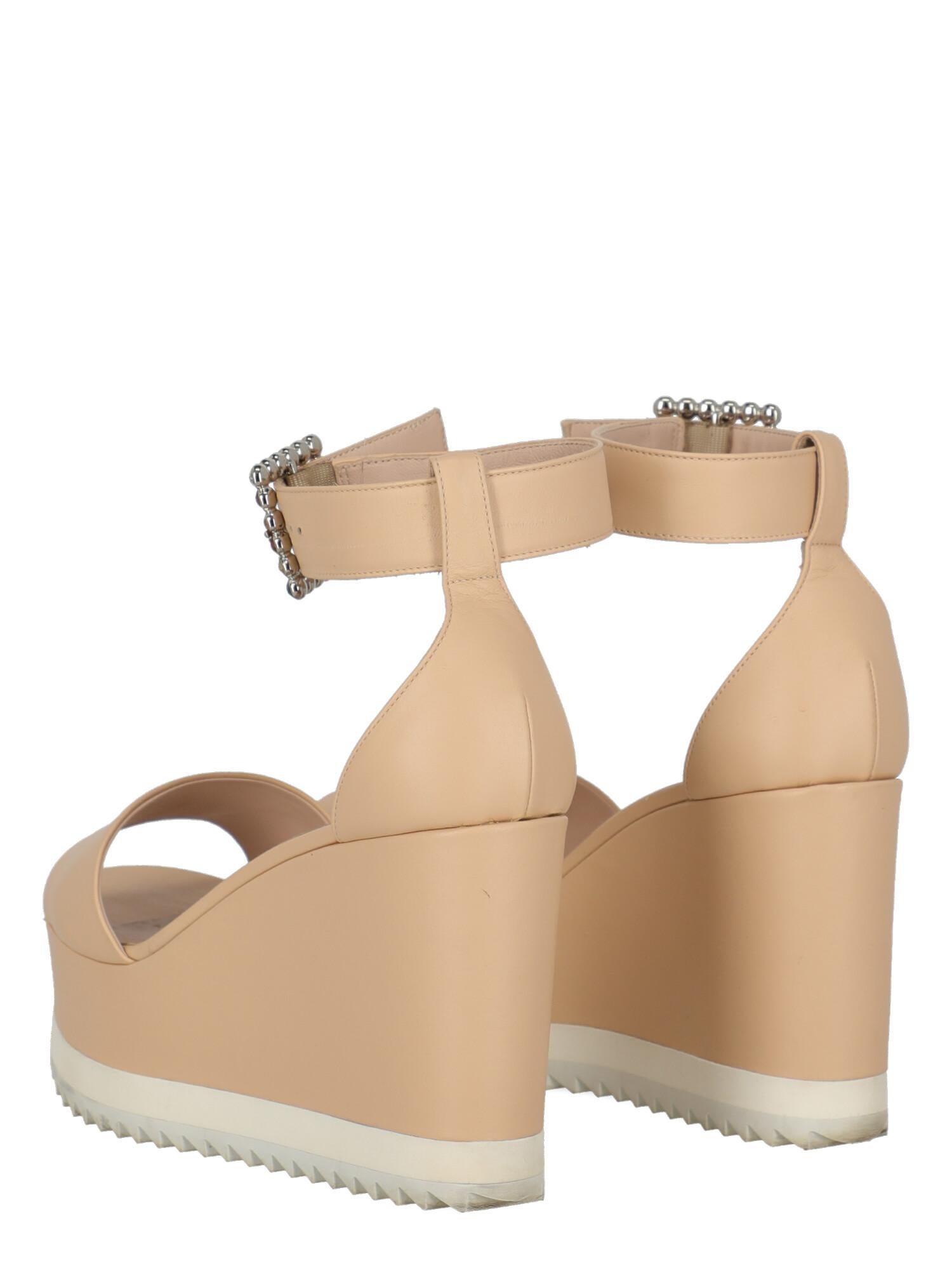 Beige Le Silla Women Wedges Pink Leather EU 39.5 For Sale