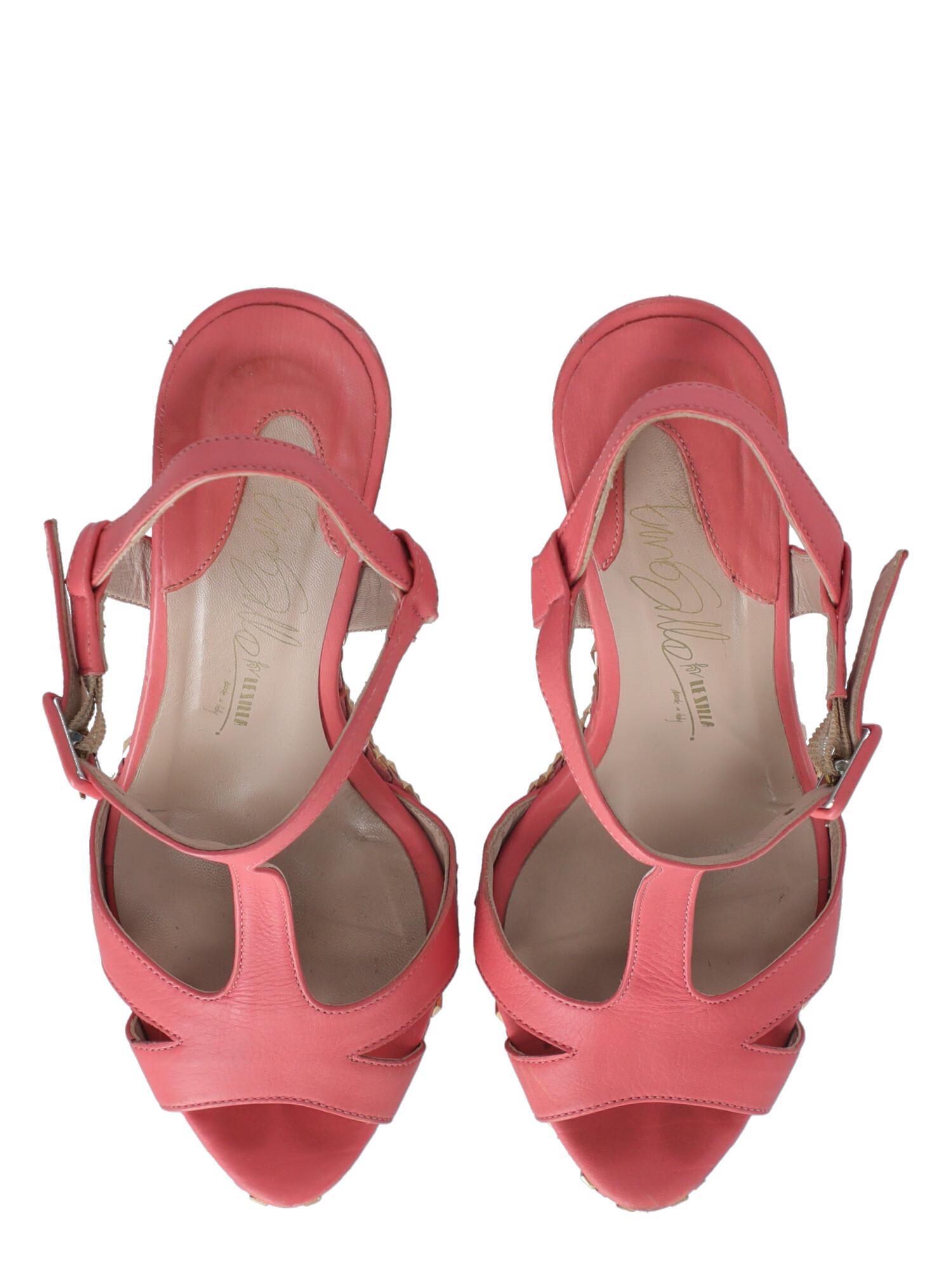 Le Silla Women  Wedges Pink Leather IT 36 For Sale 2