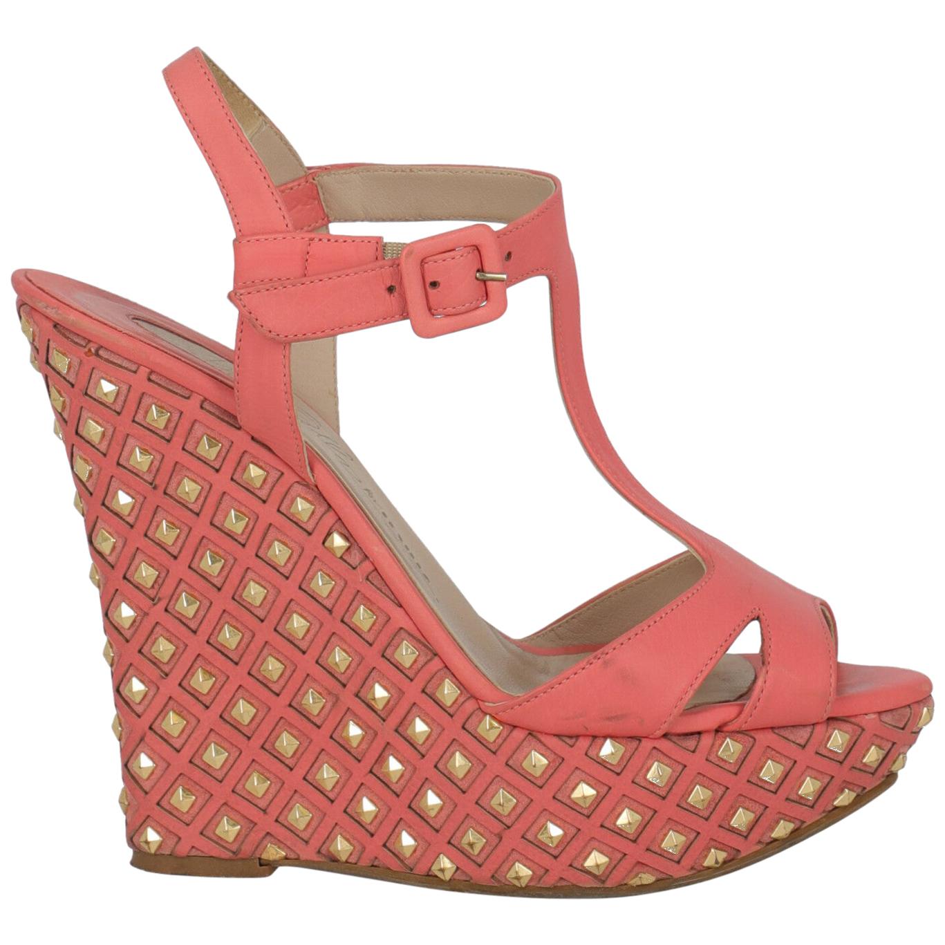 Le Silla Women  Wedges Pink Leather IT 36 For Sale