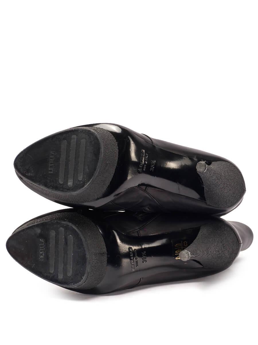 Le Silla Damen-Plateau-Stiefel aus schwarzem Leder mit Schnalle im Angebot 2