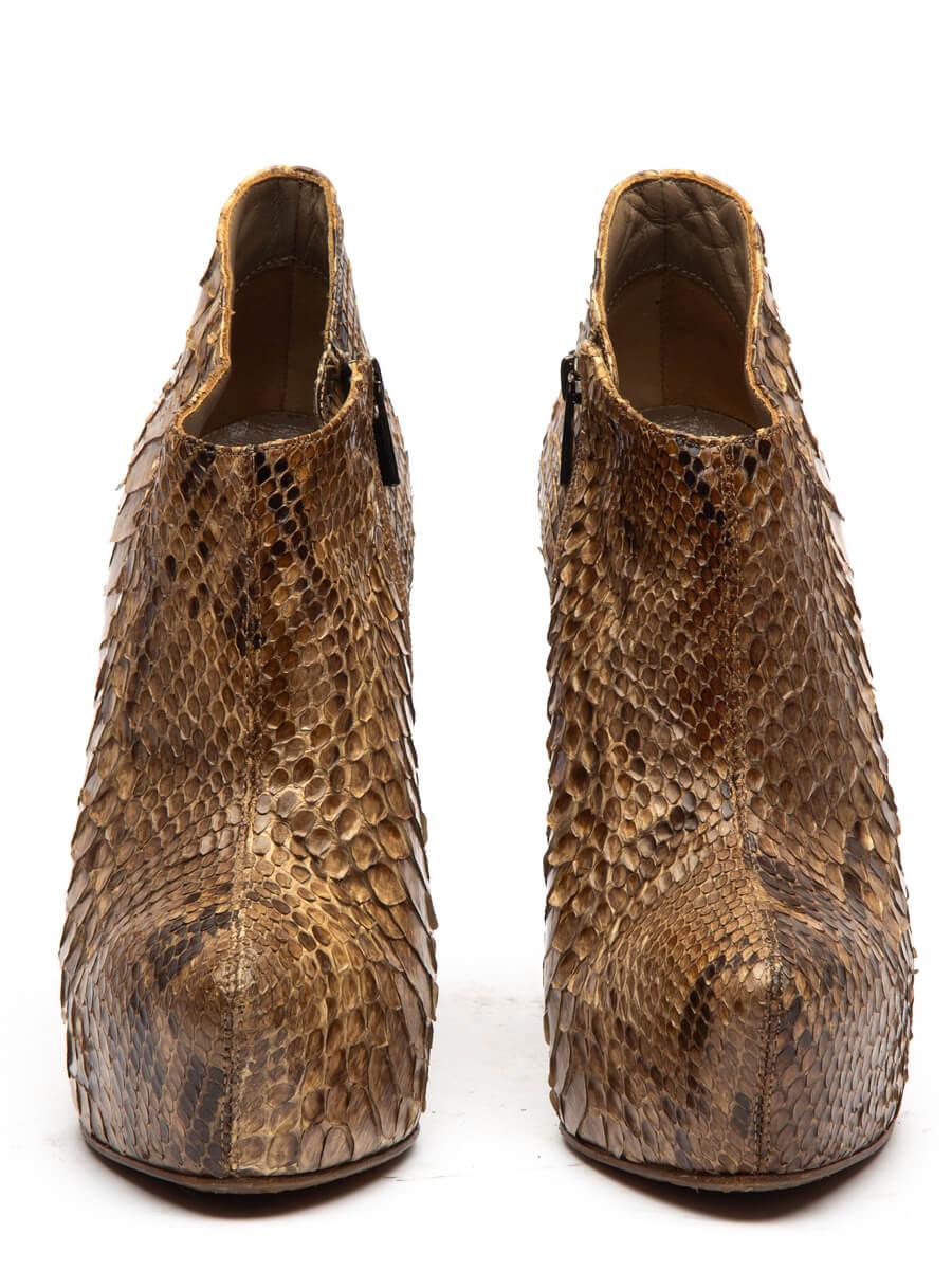 Le Silla Women's Platform Ankle Boots Brown Exotic Leathers In Excellent Condition In London, GB