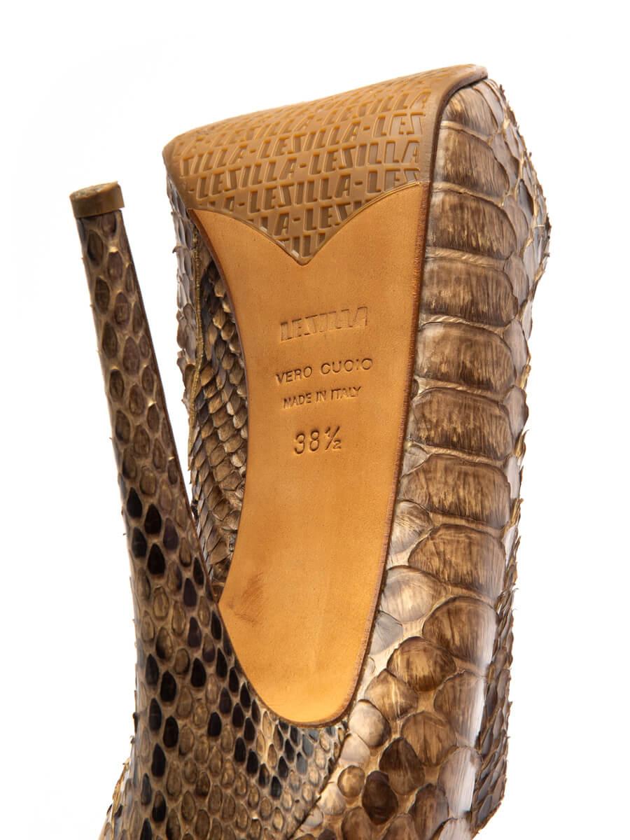 Le Silla Women's Platform Ankle Boots Brown Exotic Leathers 3