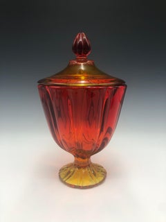 Großer Vintage 1960er A.E. L. Smith Amberina Glas-Kompottschale für Süßigkeiten