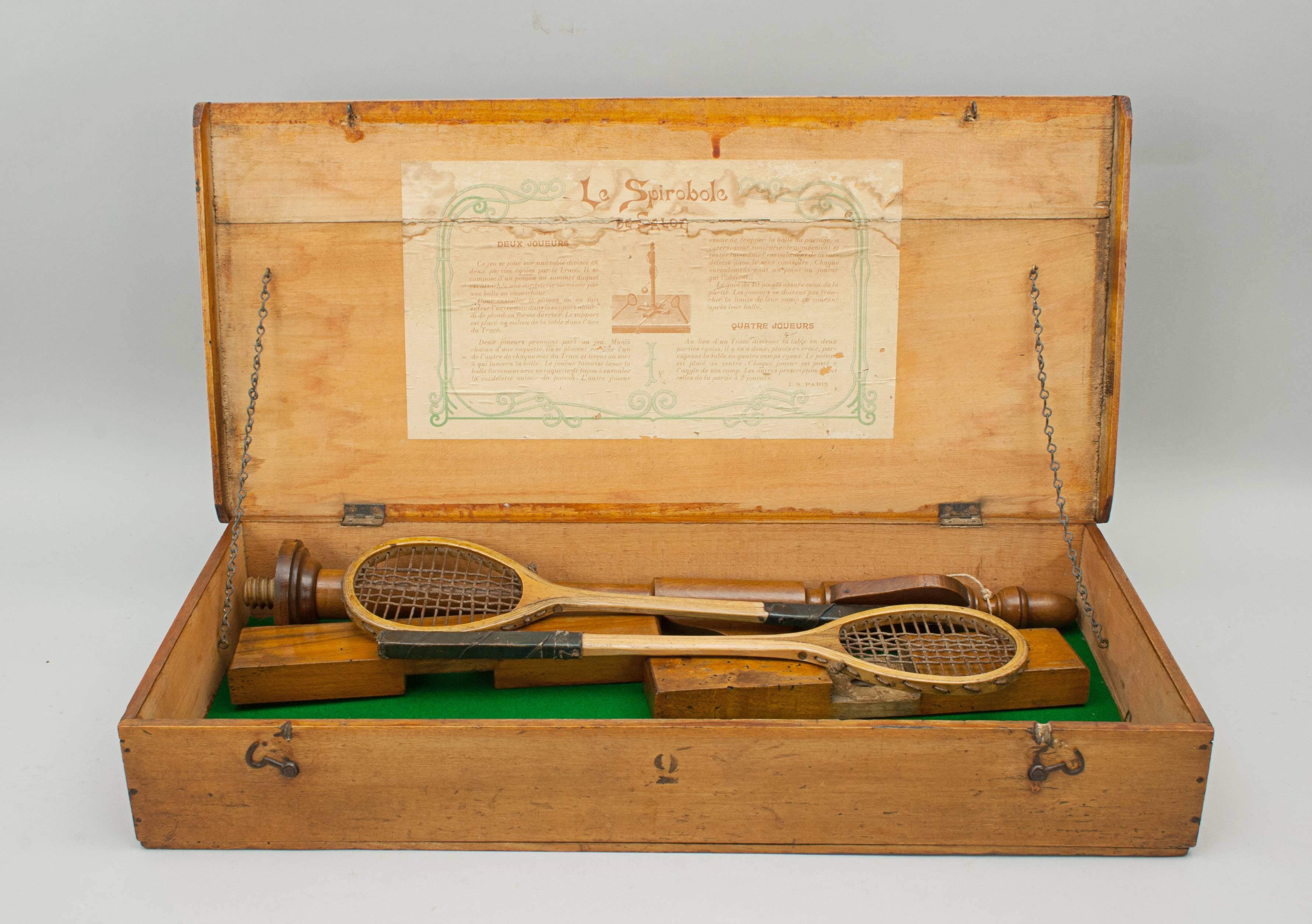 Early 20th Century Antique Le Spiroble De Salon, A French Tennis Game with Two Rackets For Sale
