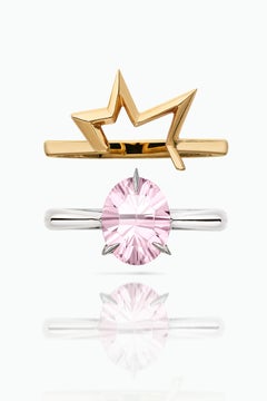 Le Ster 1.5 Carat Optix Cut Morganite Platinum Ring and 18K Gold Stacking Ring