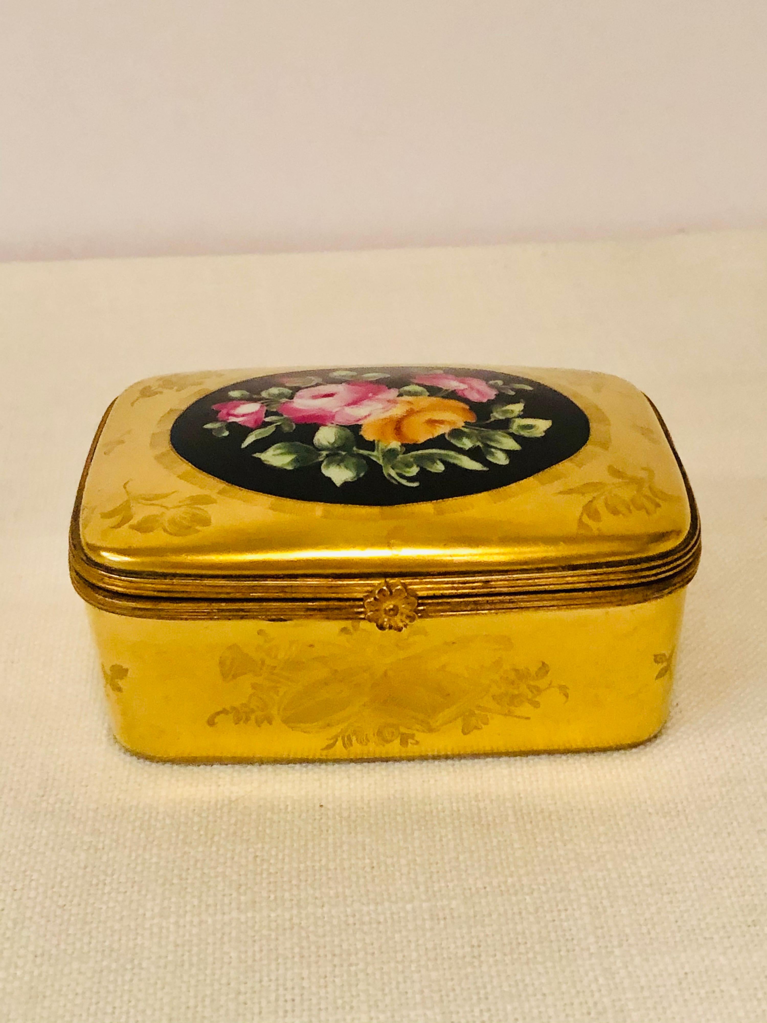 Le Tallec Box with a Gold BackGround and a Central Painting of a Flower Bouquet 6