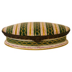 Le Tallec Box With Green and Gold Stripes and Accented With Raised Gold Circles