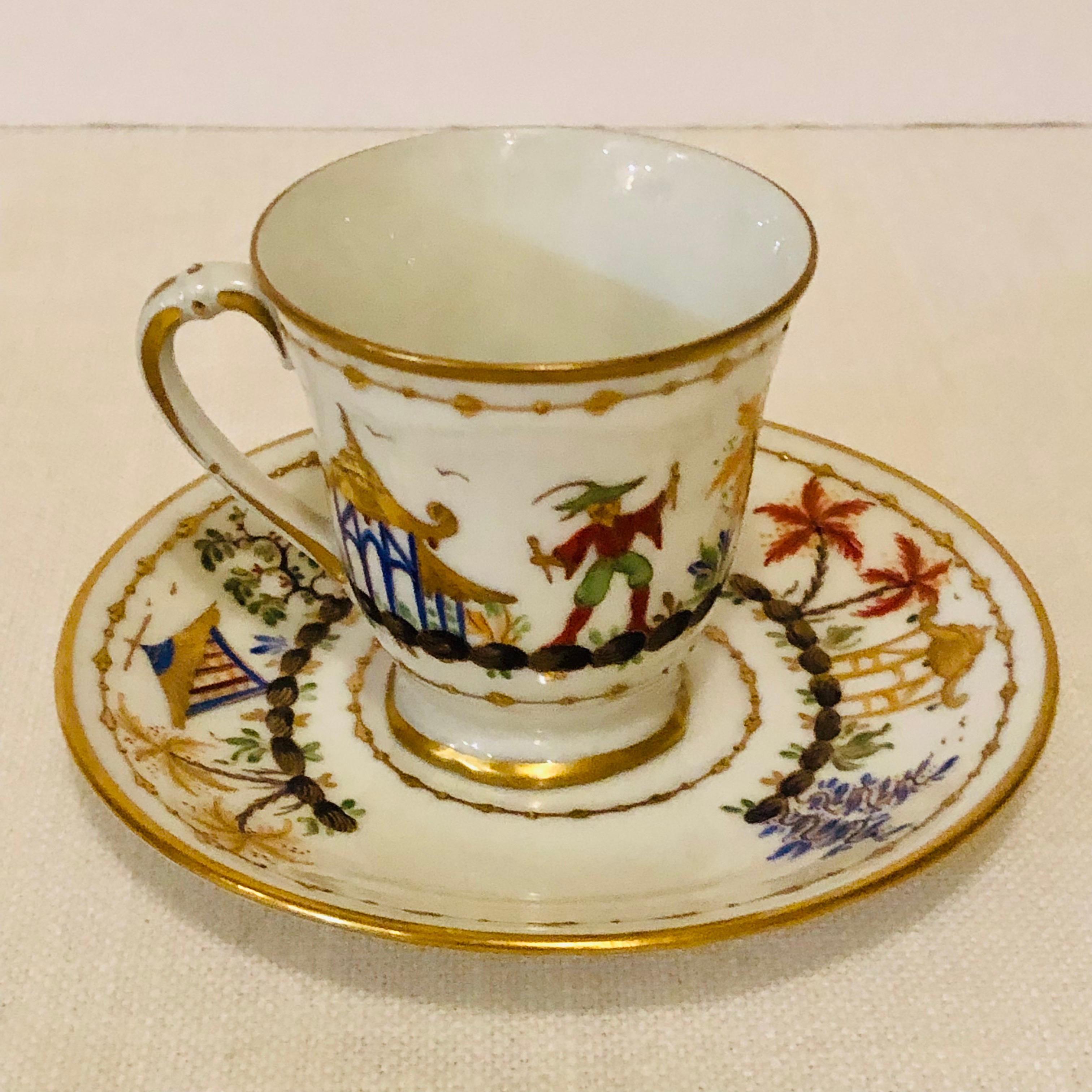Chinoiserie Le Tallec Demitasse Cup and Saucer in the Cirque Chinois Pattern