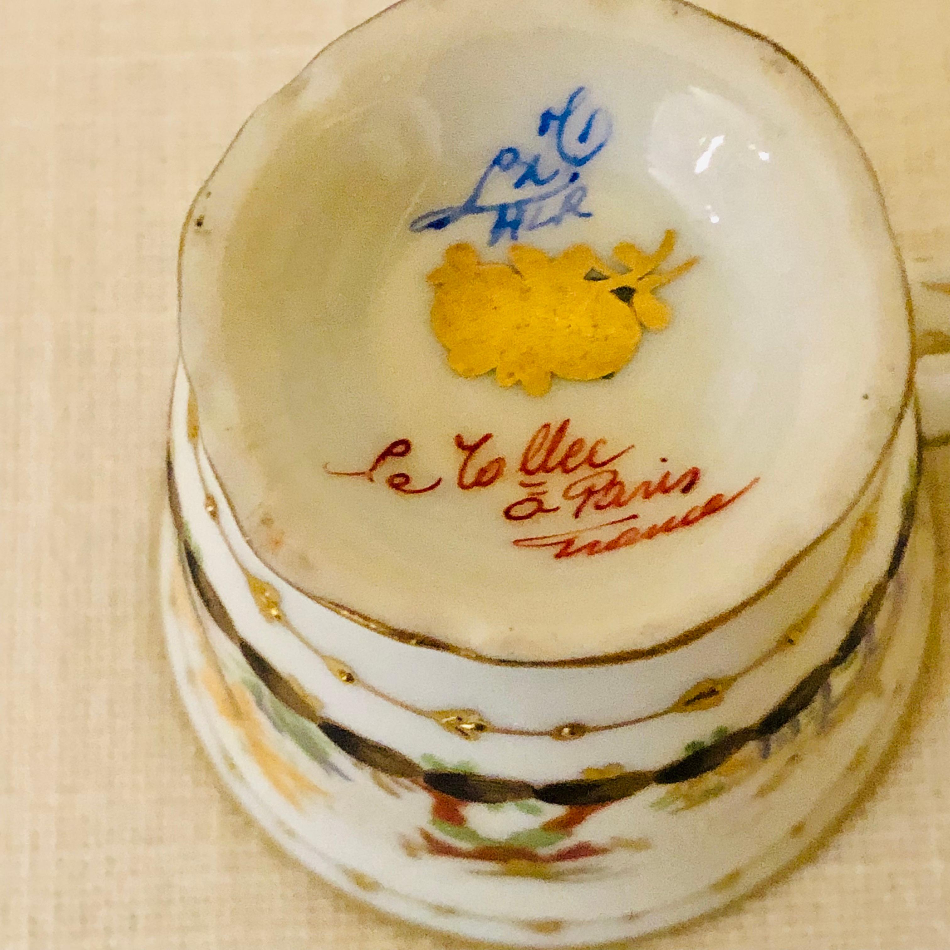 Le Tallec Demitasse Cup and Saucer in the Cirque Chinois Pattern In Good Condition In Boston, MA