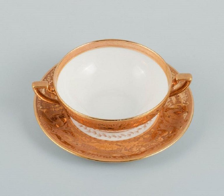 Le Tallec, France, Two Pairs of Bouillon Cups with Saucers and Two