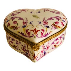 Le Tallec Heart Shape Box Hand-Painted with a Colorful Arabesque Decoration