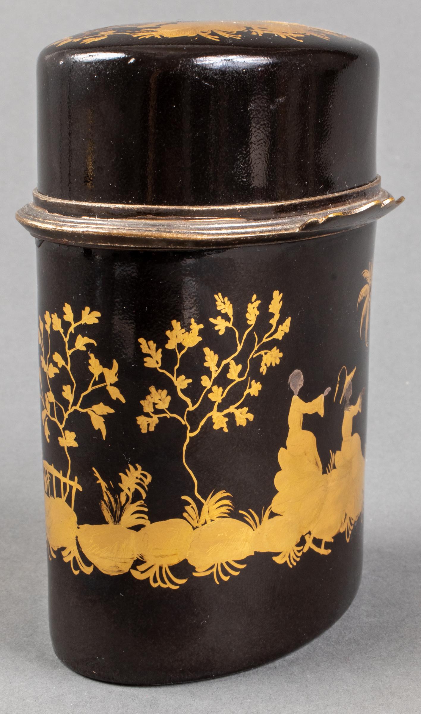 French Le Tallec Paris Black Chinoiserie Porcelain Box