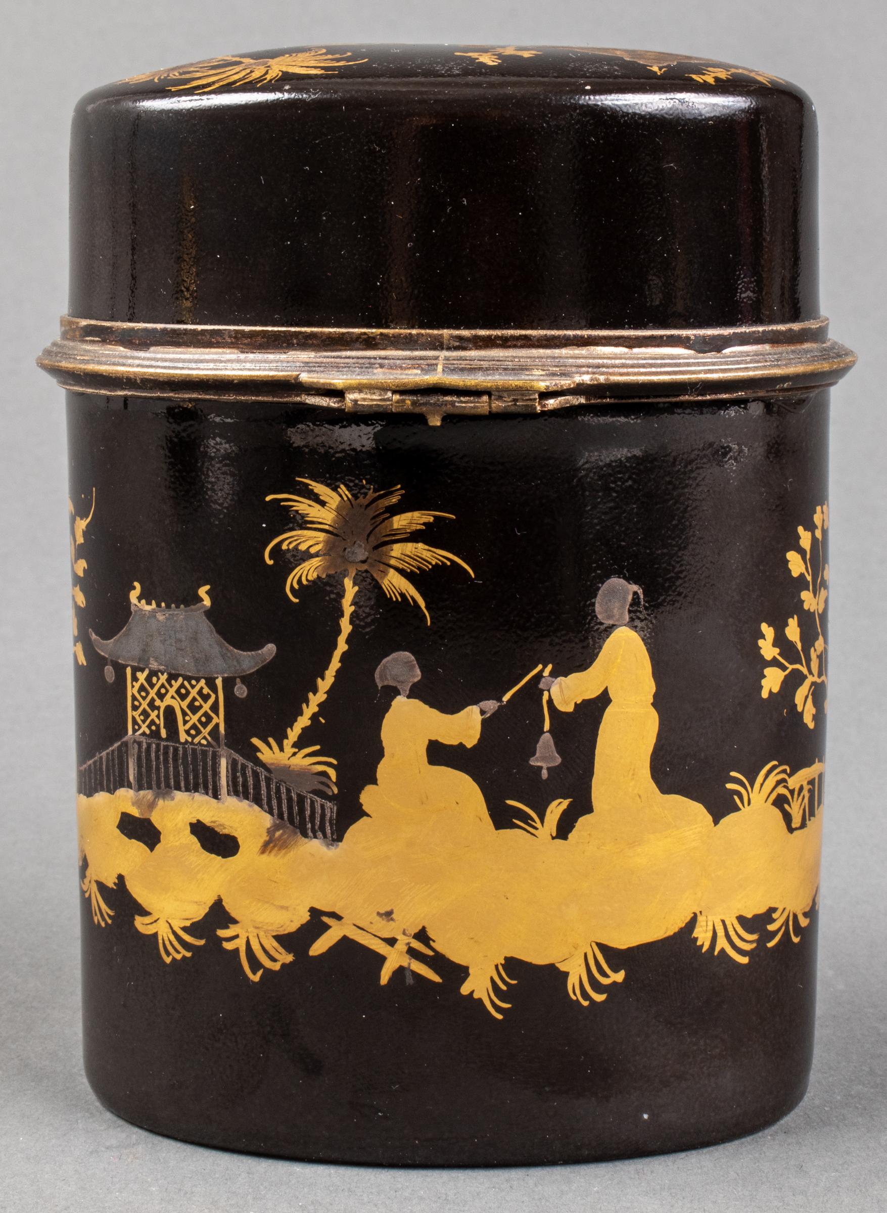 Le Tallec Paris Black Chinoiserie Porcelain Box In Good Condition In New York, NY