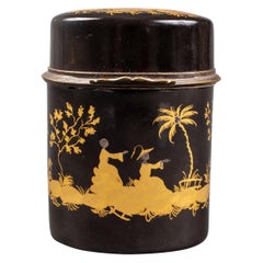 Boîte en porcelaine noire de style chinoiserie Le Tallec Paris