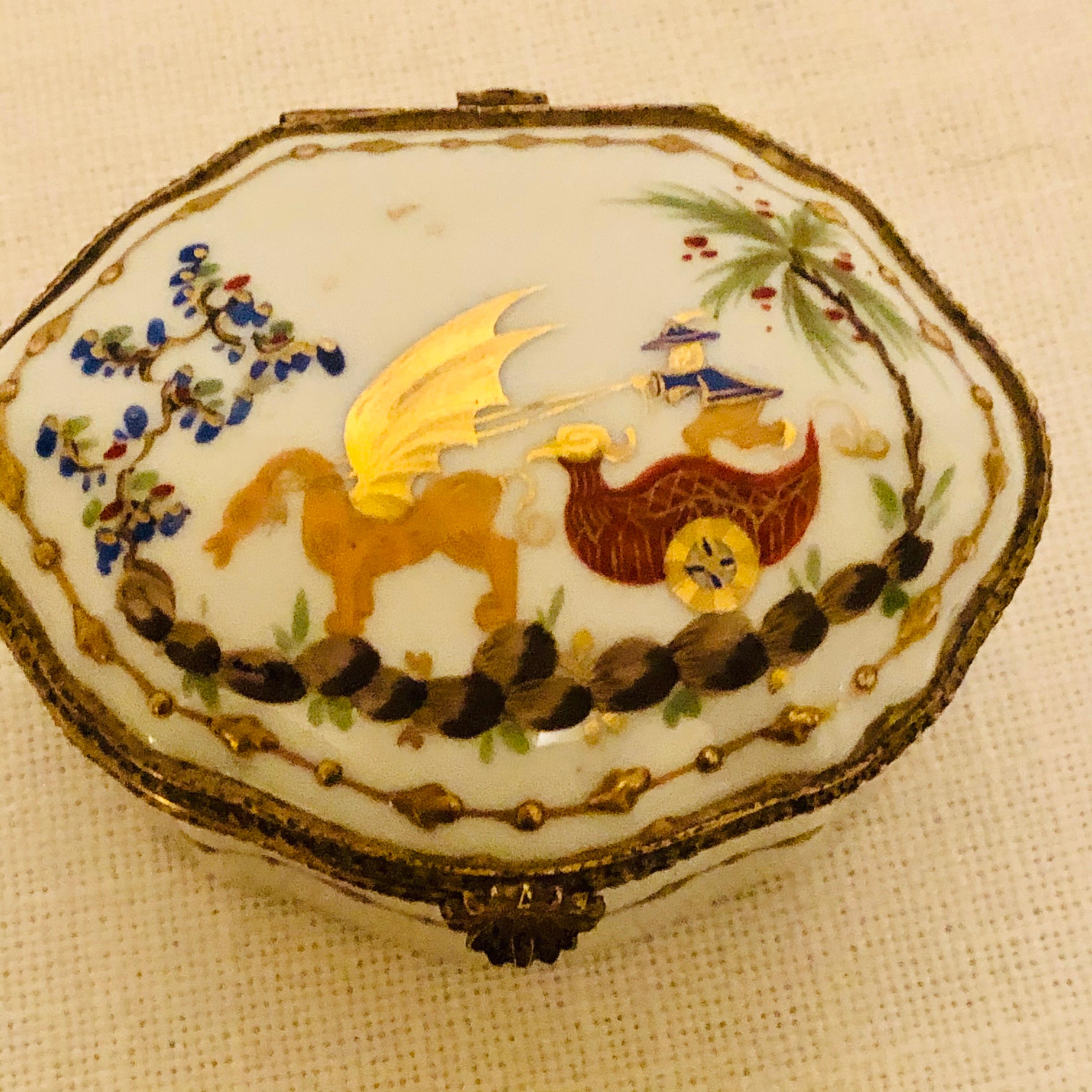 Le Tallec Porcelain Box Painted with a Whimsical Chinoiserie Scene 4