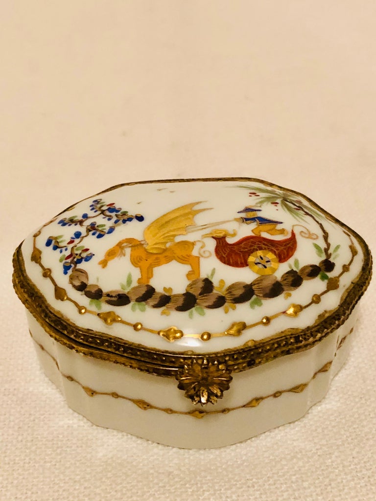 Le Tallec Porcelain Box Painted with a Whimsical Chinoiserie Scene at ...