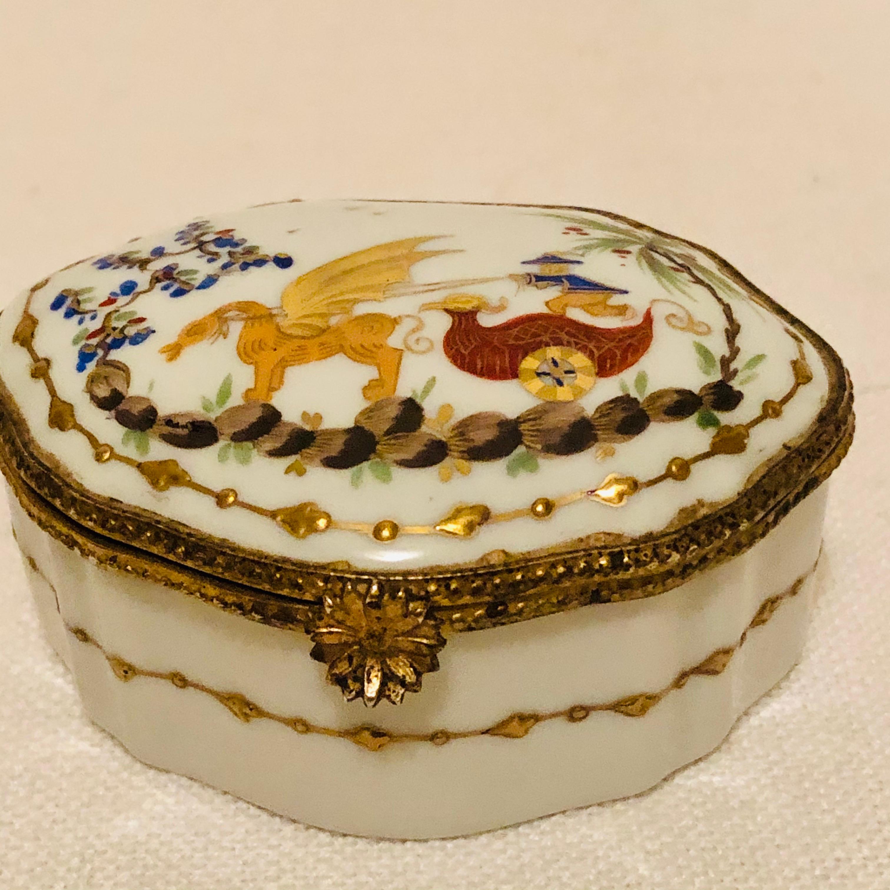Le Tallec Porcelain Box Painted with a Whimsical Chinoiserie Scene 1