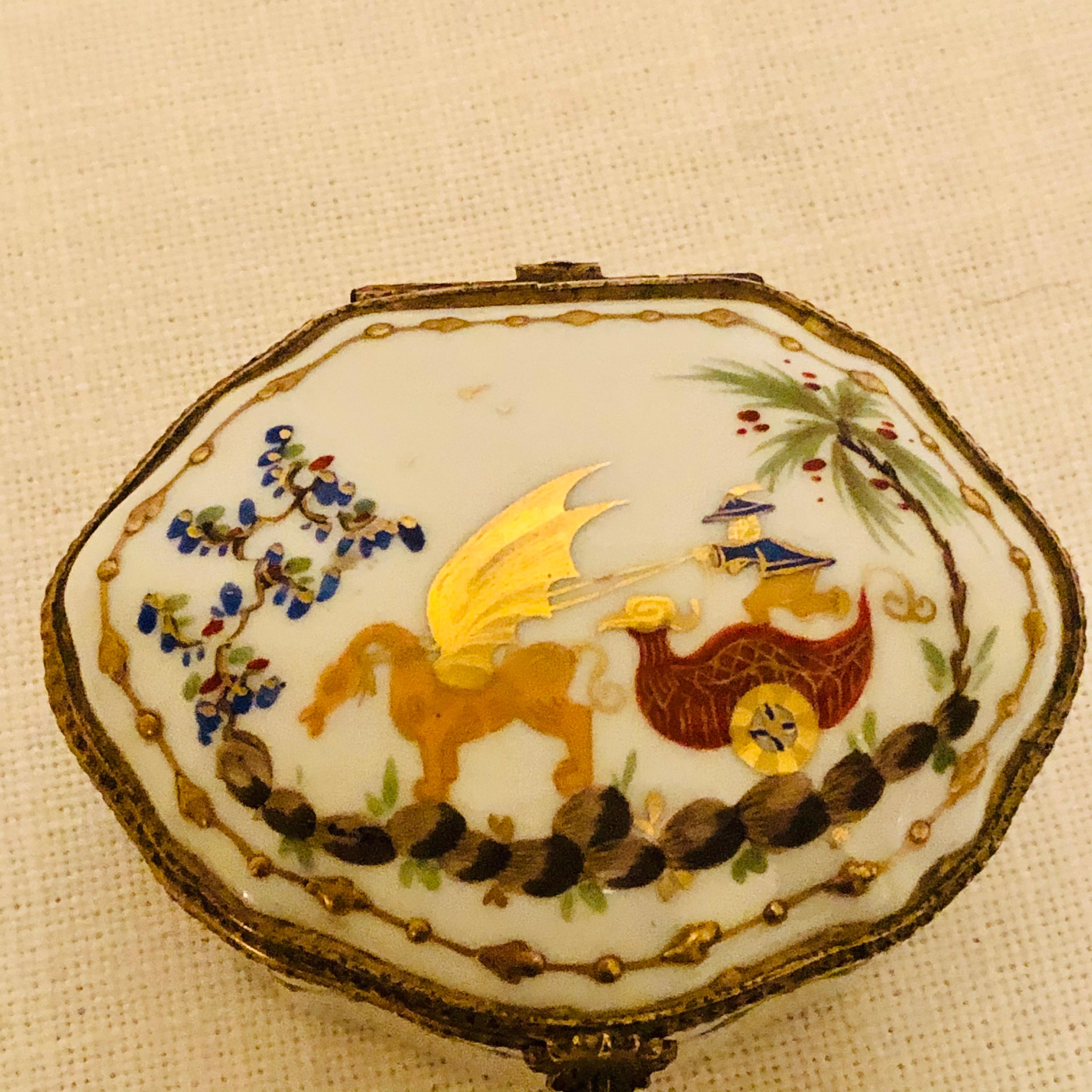 Le Tallec Porcelain Box Painted with a Whimsical Chinoiserie Scene 2