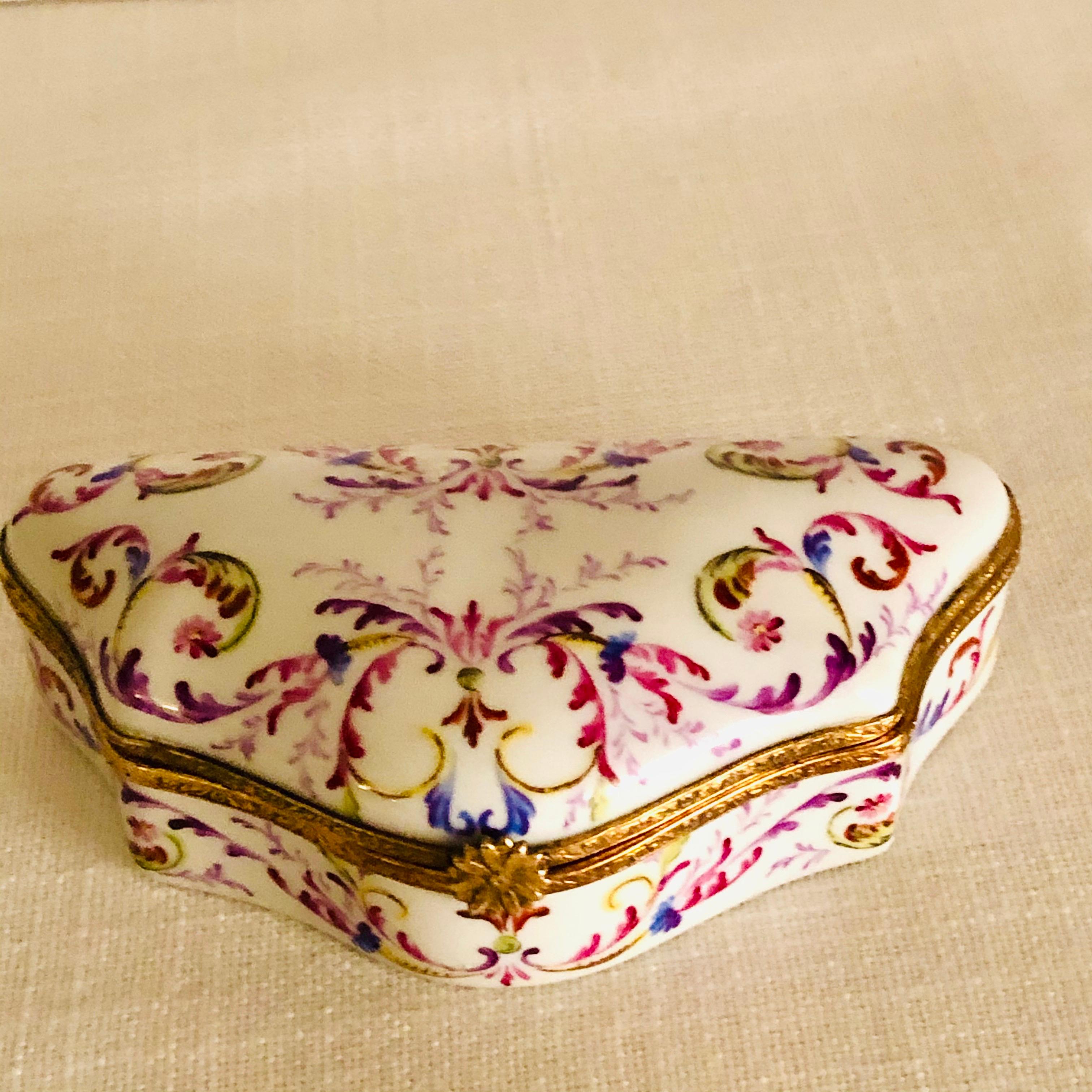 French Le Tallec Porcelain Box Painted with Elaborate Design of Many Colors and Flowers