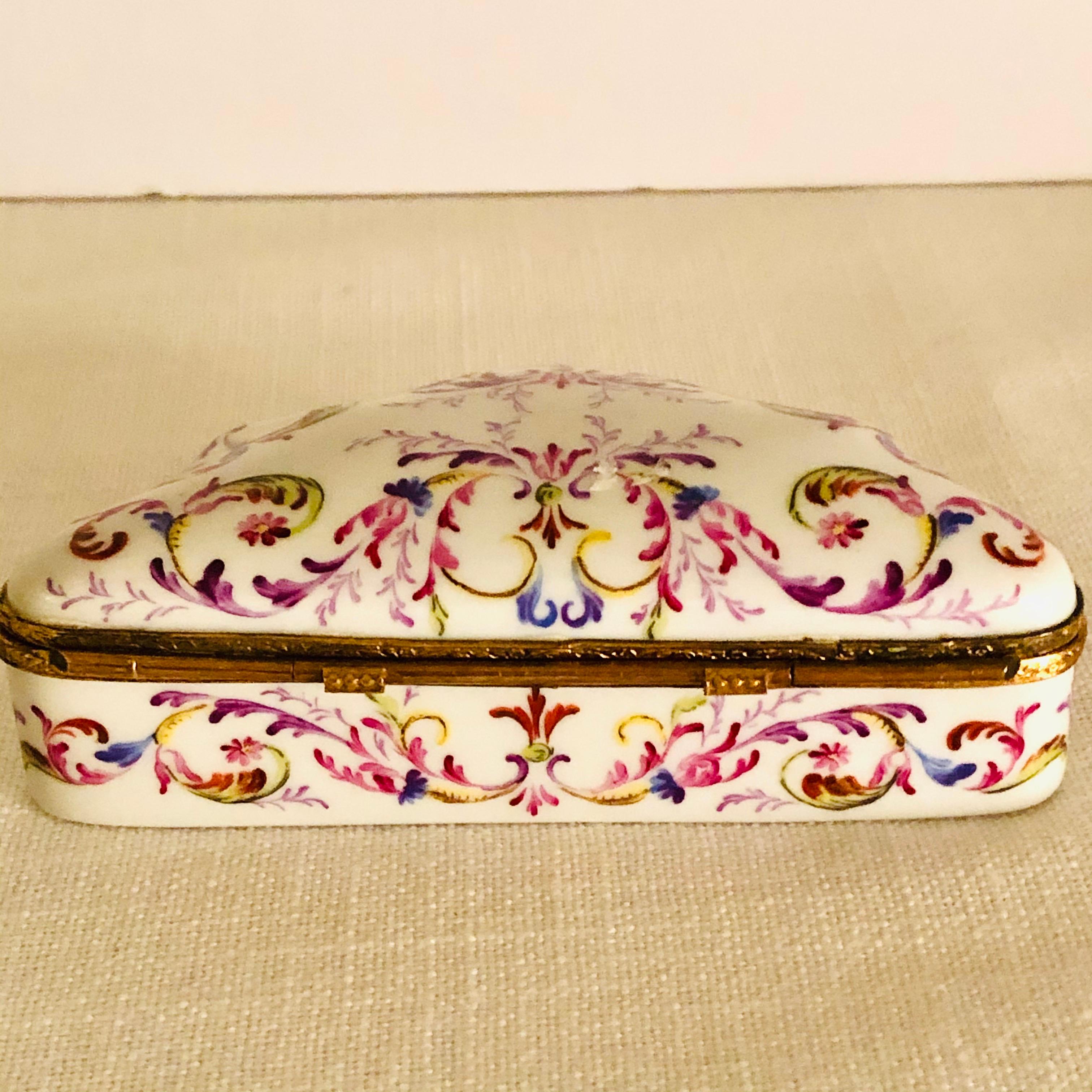 Hand-Painted Le Tallec Porcelain Box Painted with Elaborate Design of Many Colors and Flowers