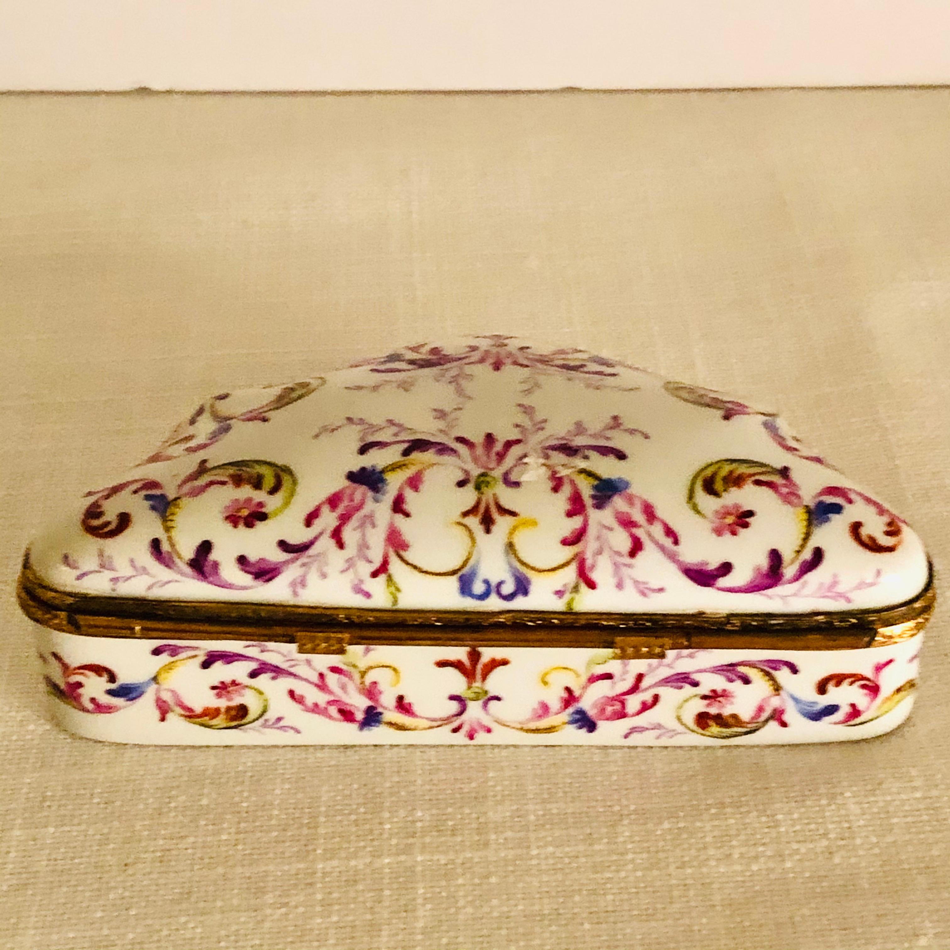 Le Tallec Porcelain Box Painted with Elaborate Design of Many Colors and Flowers In Good Condition In Boston, MA
