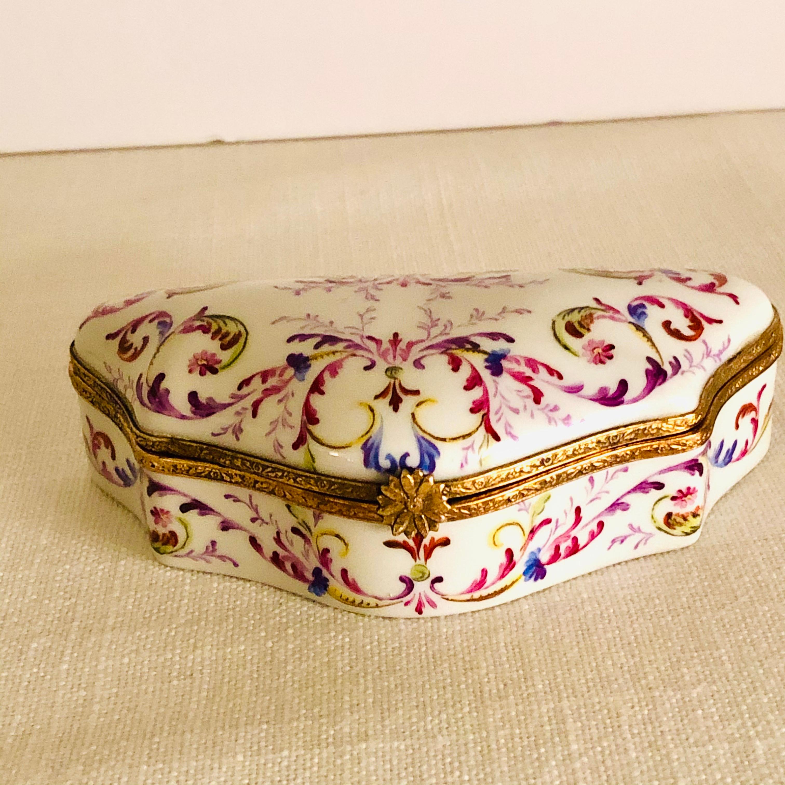 Le Tallec Porcelain Box Painted with Elaborate Design of Many Colors and Flowers 1